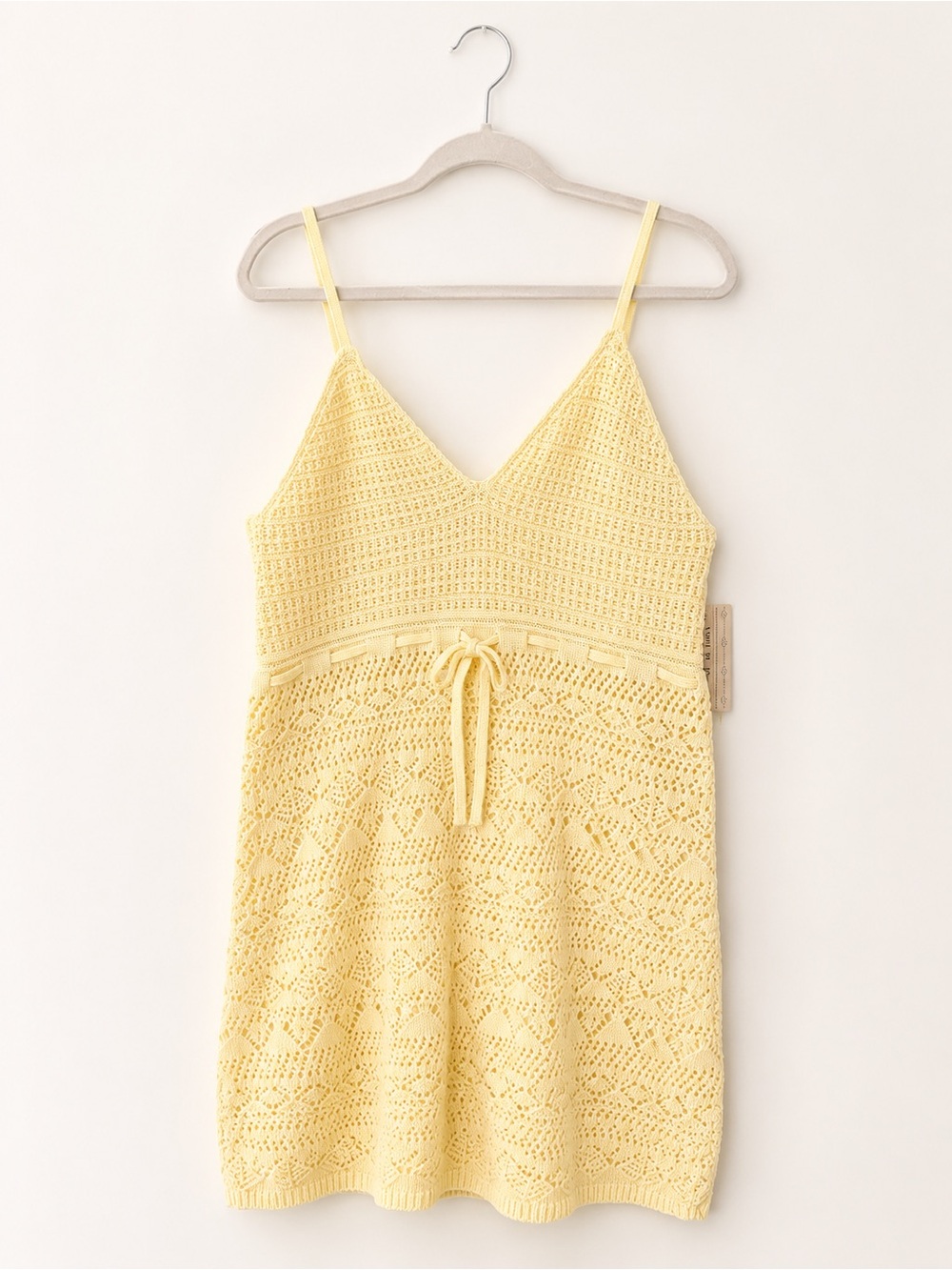 Wild Skye Crochet Knit Cami Dress | Butter Yellow | NWT | XL